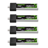 Lot de 4 batteries Lipo OVONIC 1S 450 mAh 1S1P 35 C 3,8 V LiHV avec prise BT2.0 pour drone FPV Tinywhoop Tinyhawk 1S
